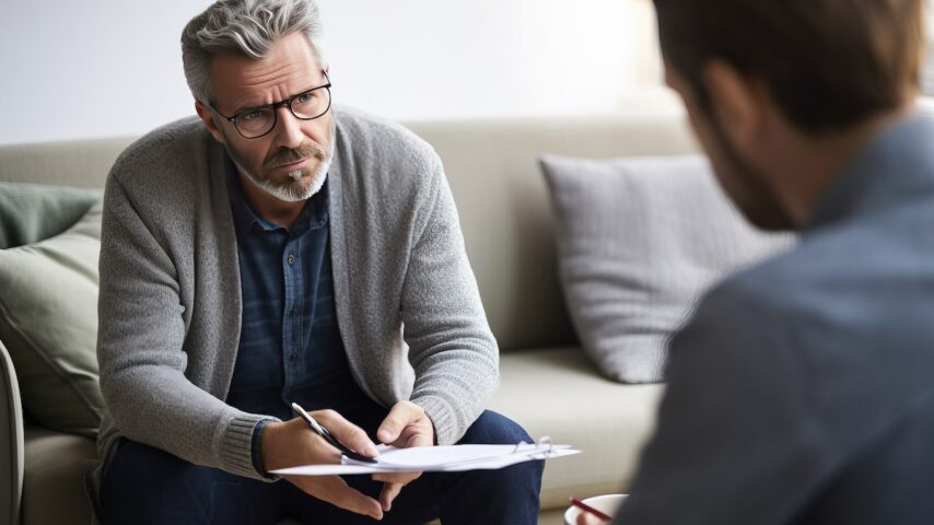 Adult man receiving counseling from a Mississippi rehab center