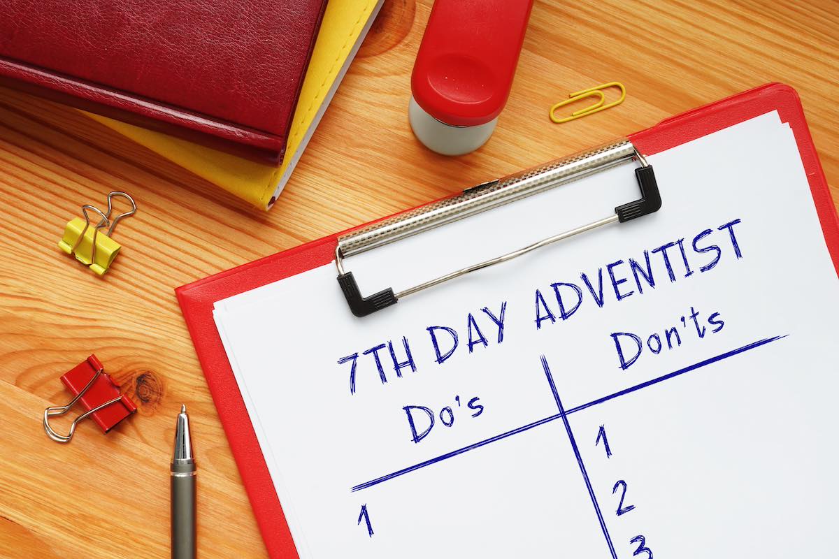 7TH DAY ADVENTIST Do's and Don'ts with phrase on the piece of paper